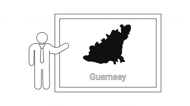Presentation of Guernsey map by a businessman icon.