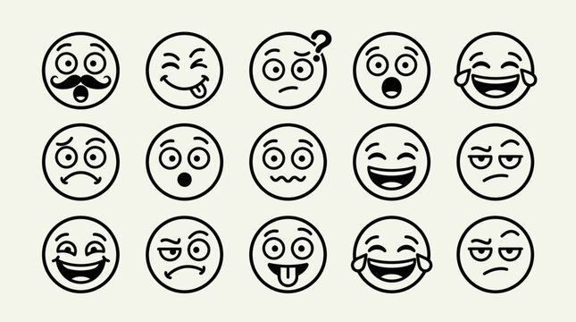 Collection of various emoticon faces.