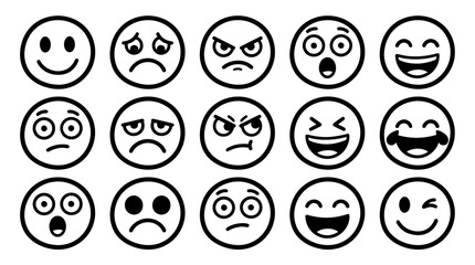 Fototapeta premium Collection of Various Facial Emotions Icons.