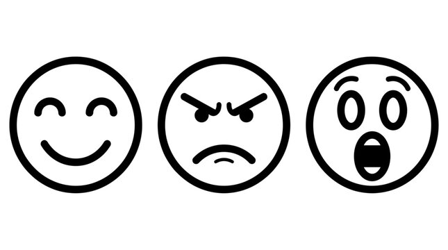 Emotions faces emoticons expressions.