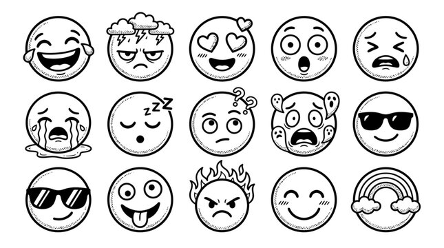 Collection of various emoticon faces.