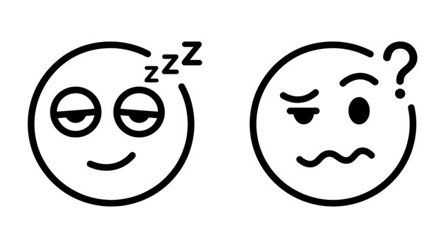 Sleepy and confused emoticon faces.