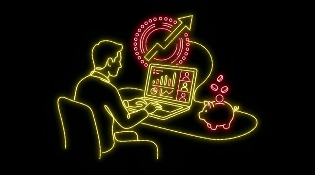 Individual managing personal savings and investments on a laptop