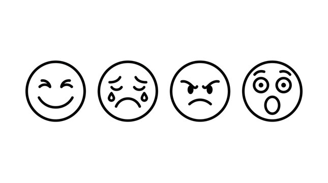 Four emoticon faces in a row.