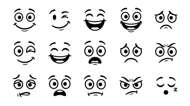 Collection of various emoticon faces.