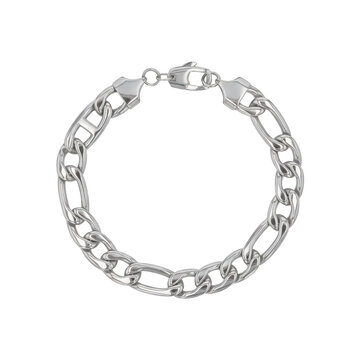 Silver figaro chain bracelet isolated on transparent background