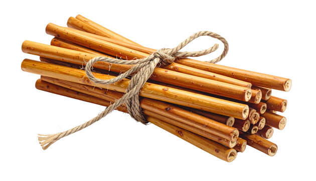 a bundle of sticks tied with a rope, isolated on transparent background