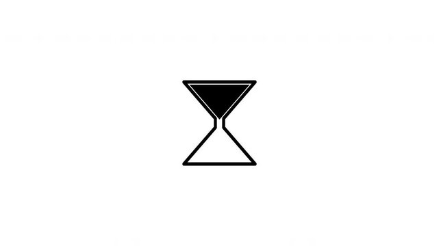 Animated hourglass timer showing sand falling through the neck, symbolizing time passing, countdown, and urgency, perfect for motion graphics and video editing. 4K video with alpha channel