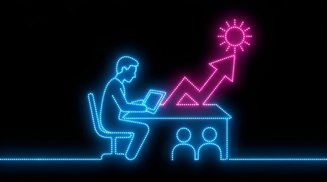 Entrepreneur visualizing business growth on digital tablet
