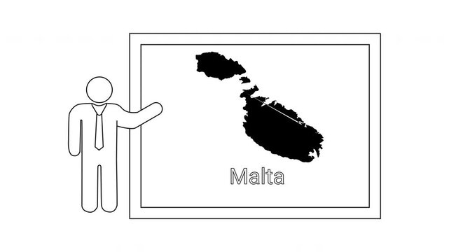 Presentation of Malta map by a person icon.