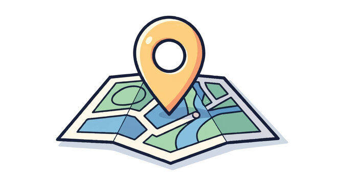 Illustration of a map with a location pin.