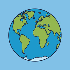 Naklejka premium Globe Illustration Showing Continents and Oceans Against Light Blue Background