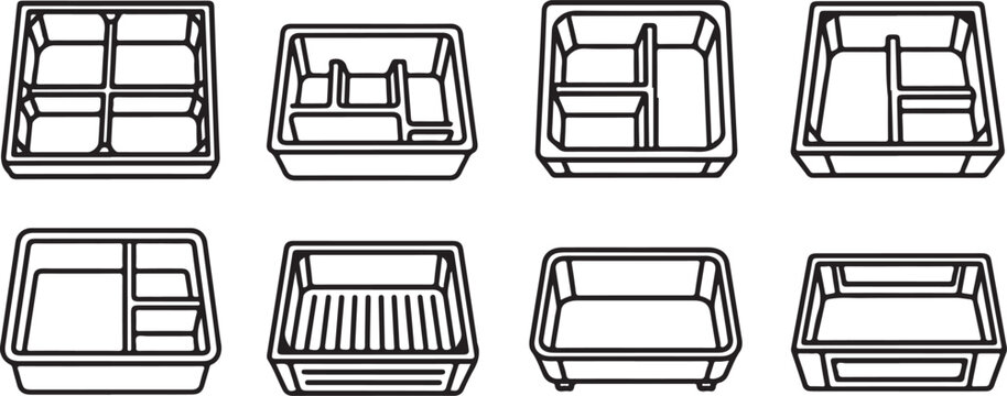 Black and white line drawing of different types of chairs Vector