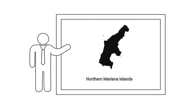 Presentation of Northern Mariana Islands Map by a Business Person.