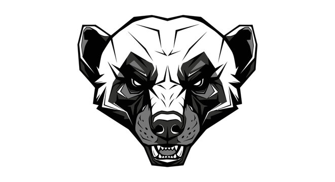 Aggressive Honey Badger Head Illustration, Fierce Animal Mascot, Wild Predator