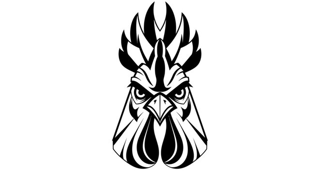 Aggressive Rooster Head Silhouette Graphic Design
