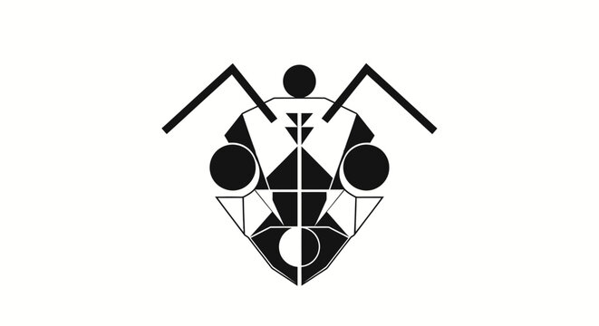 Abstract Geometric Ant Head Icon, Minimalist Insect Logo Design, Vector Art
