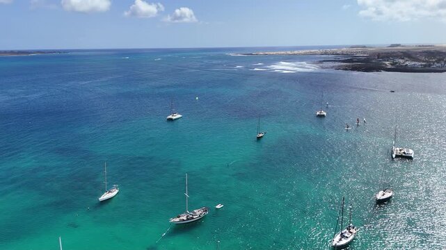 survol de Corralejo &agrave; Fuerteventura aux Canaries
