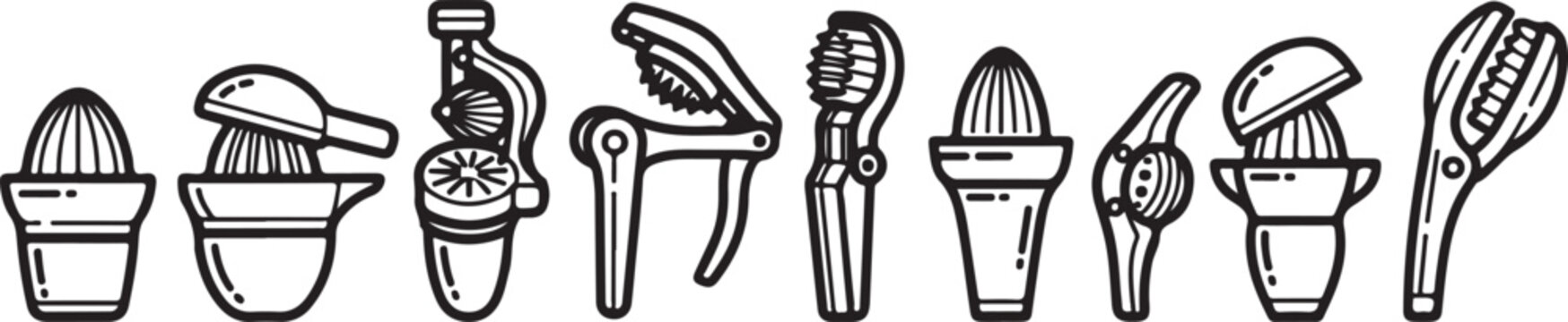 Black line icon set of bar stools and bar chairs Vector