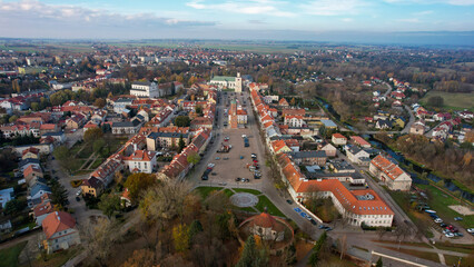Obraz premium Aerial View of Pułtusk Old Town Market Square