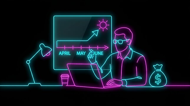 Financial analyst tracking quarterly growth with timeline