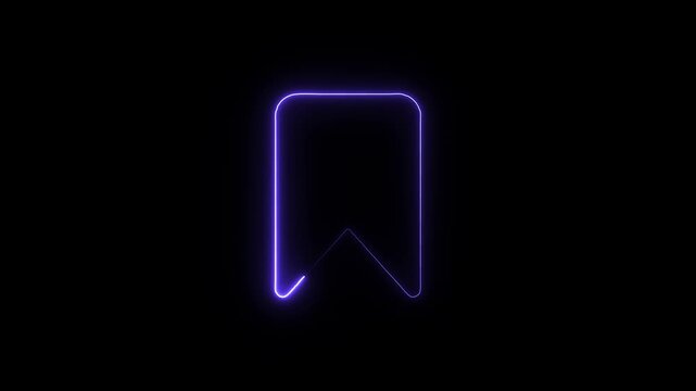 Glowing purple bookmark icon on a black background with neon light