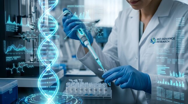 Genetic Analysis and DNA Sequencing Research Technology Concept