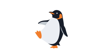 Fototapeta premium Walking king penguin in flat design style isolated on white