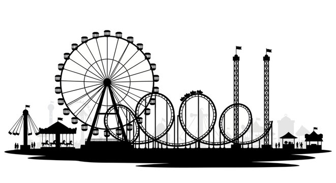 amusement park rides and attractions black silhouette