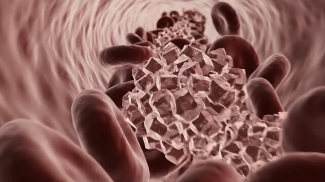 Excessive glucose molecules crowding the bloodstream