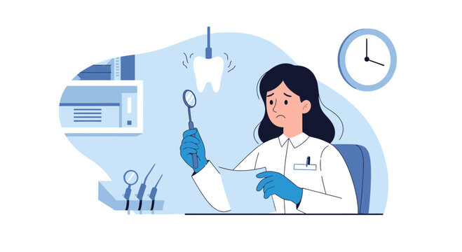 Dental Patient Worries About Toothache: Dentist Examining Painful Tooth in Clinic