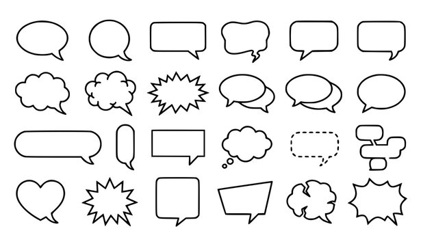 Speech Bubble and Chat Box Outline Vector Collection