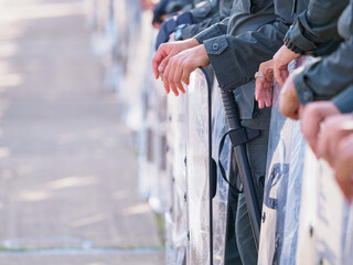 Fototapeta premium Riot police training annual review 