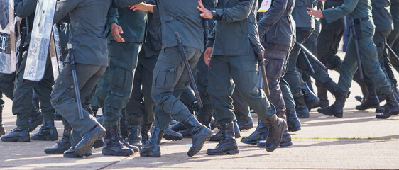 Fototapeta premium Riot police training annual review 