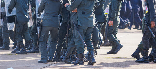Fototapeta premium Riot police training annual review 