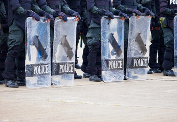 Fototapeta premium Riot police training annual review 