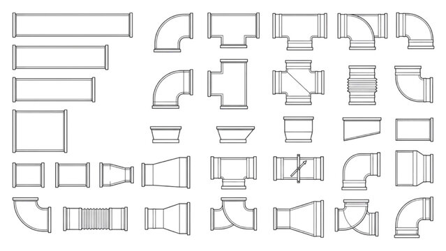 HVAC Duct Fittings Collection Ventilation Connector CAD Set