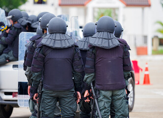 Fototapeta premium Riot police training annual review 