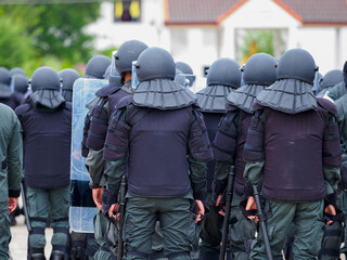 Fototapeta premium Riot police training annual review 