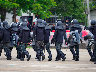 Fototapeta premium Riot police training annual review 
