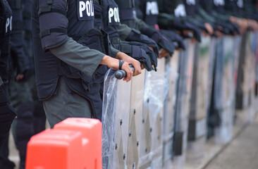 Fototapeta premium Riot police training annual review 
