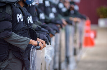 Fototapeta premium Riot police training annual review 