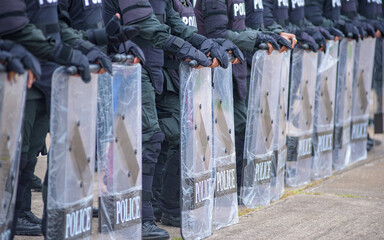 Fototapeta premium Riot police training annual review 