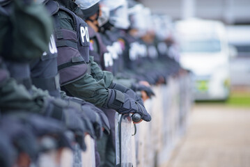 Fototapeta premium Riot police training annual review 