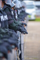 Fototapeta premium Riot police training annual review 