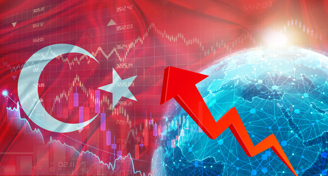Global financial growth with Turkey flag. Financial growth with Turkey flag on economic background