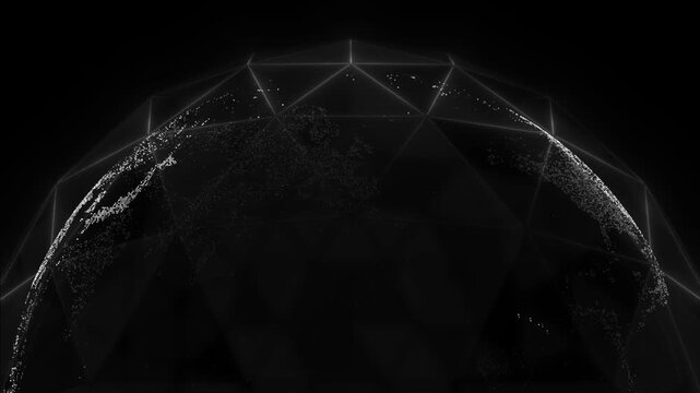 white color global connection lines network data transfer satellite communication hi tech design black technology background