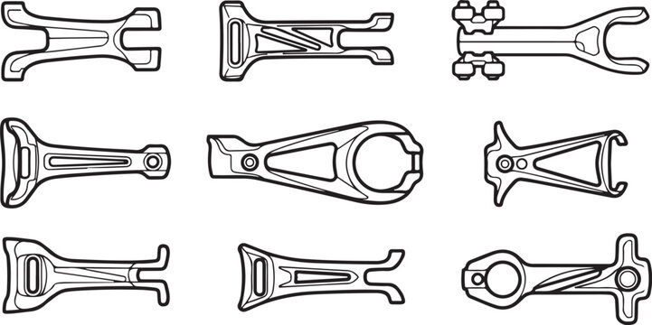 Black and white hand drawn vector wrench set isolated Vector