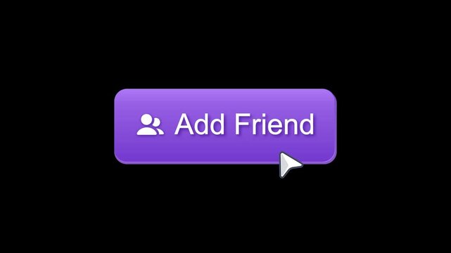 Modern add friend to friends button animation with clean social media UI transition and cursor click interaction. Minimal motion graphic for mobile apps, websites, and digital interface projects.