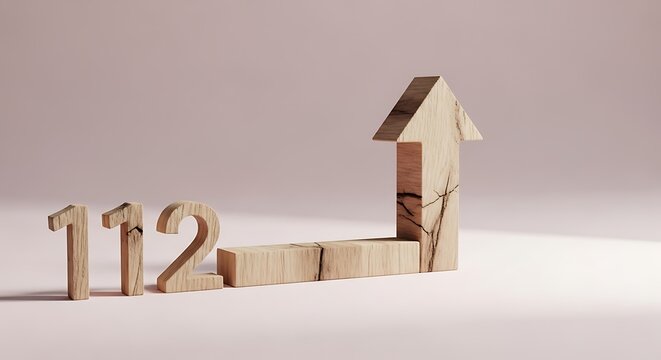 Wooden house and block numbers on floor.